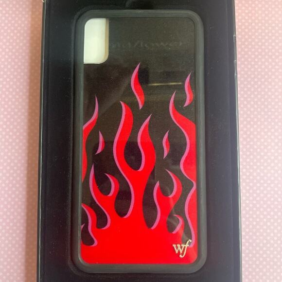 iPhone XS Max Wildflower Black and Red Flame Phone Case - Picture 1 of 6